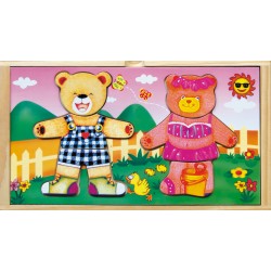 Puzzle a encastrer en bois 36 pièces Couple oursons