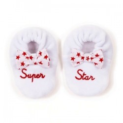 chaussons bébé velours blanc super star BBandco